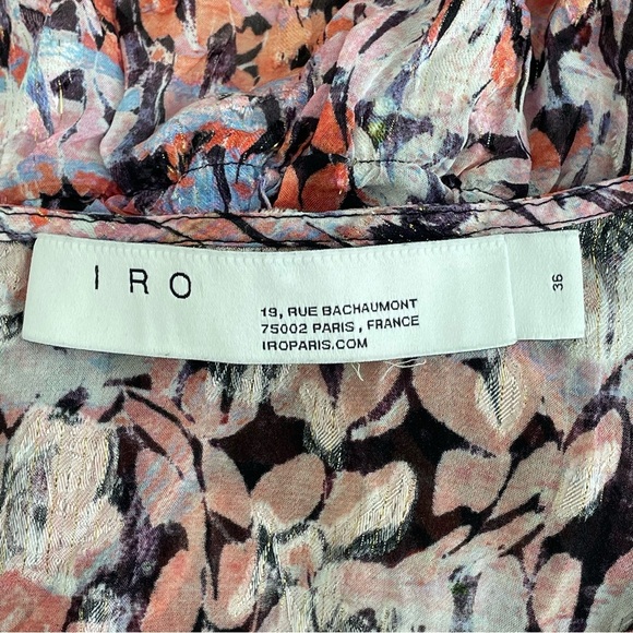 IRO Radiant Top Women Sz 36 Artsy Abstract Textured Gauzy Cropped Babydoll Chic - Picture 6 of 8